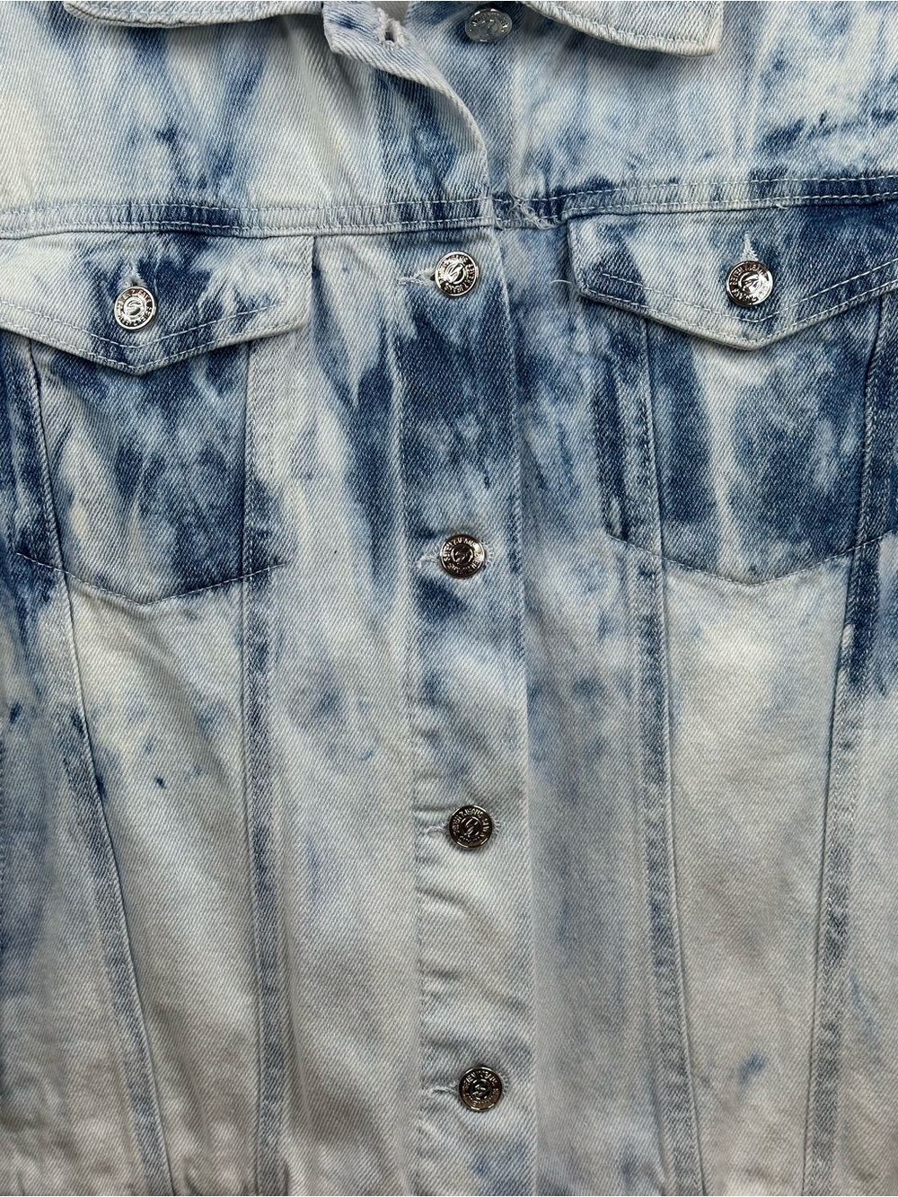 Seven7 Light Blue & White Tie-Dye Denim Jacket, size XL, NWT - Picture 3 of 7